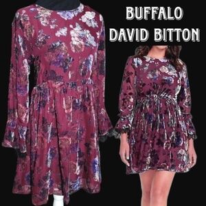 Floral Velvet iridescent 1990s grunge style  Buffalo david bitton mini dress
